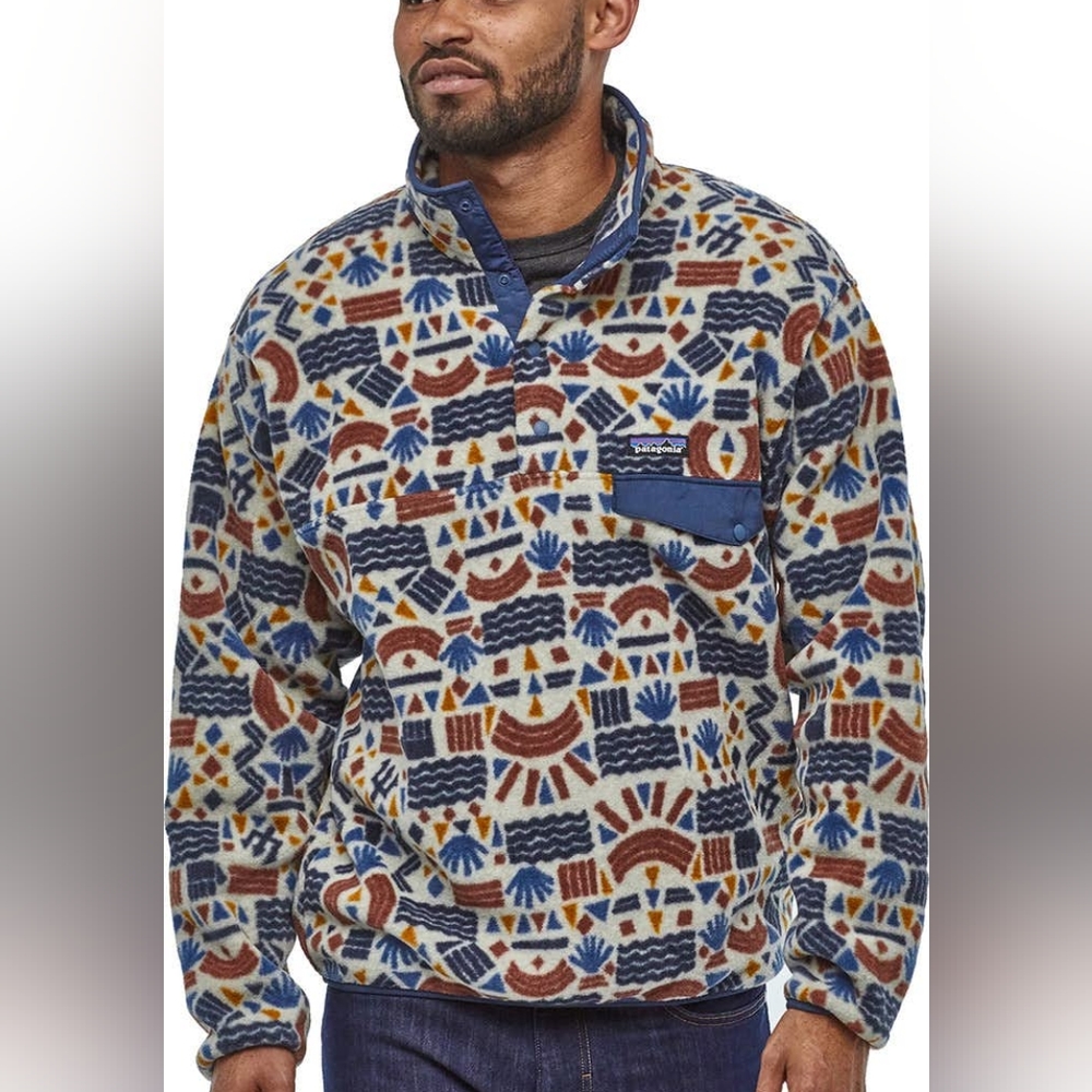 Patagonia Snap-T Synchilla fleece pullover sweater in Protected Peaks: Oatmeal S